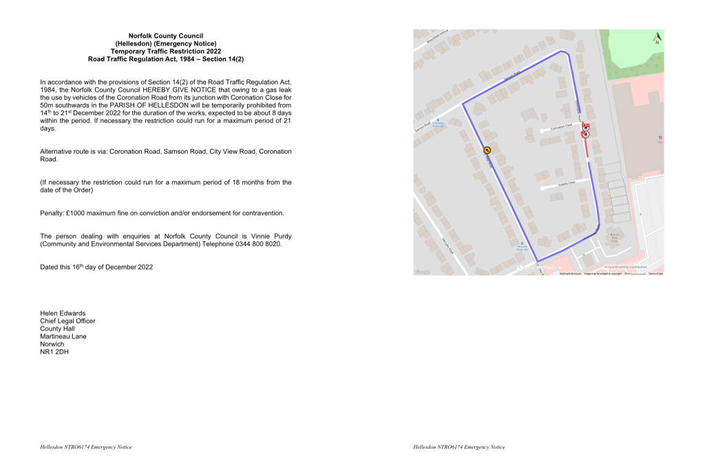 Hellesdon NTRO6174 Emergency Notice